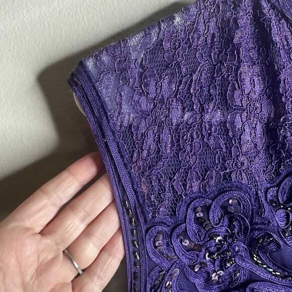Sue Wong Nocturne Dress Size 8 Purple Beaded Corset Sequin Cocktail Goth Fairy - Picture 4 of 16